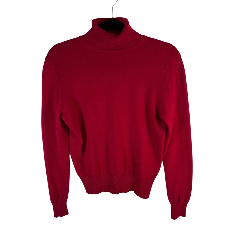 Lord & Taylor Red‎ 100% Cashmere Turtleneck Sweater Two Ply Knit Womens Medium